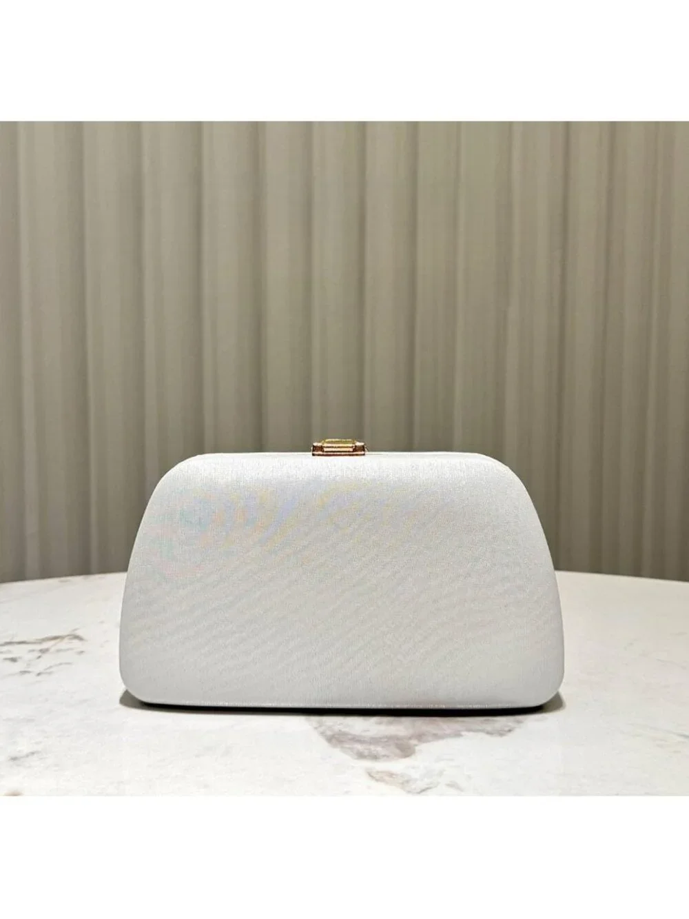 👜Women's White Banquet Bag Dinner Elegant Clutch With Metallic Leaves Clasp
